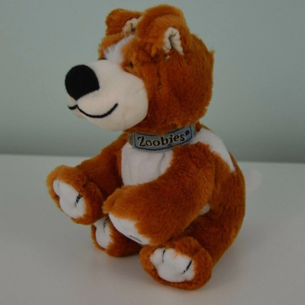 Zoobies Pugs the Pooch Puppy Dog Plush Stuffed Animal Tan White Spot Collar